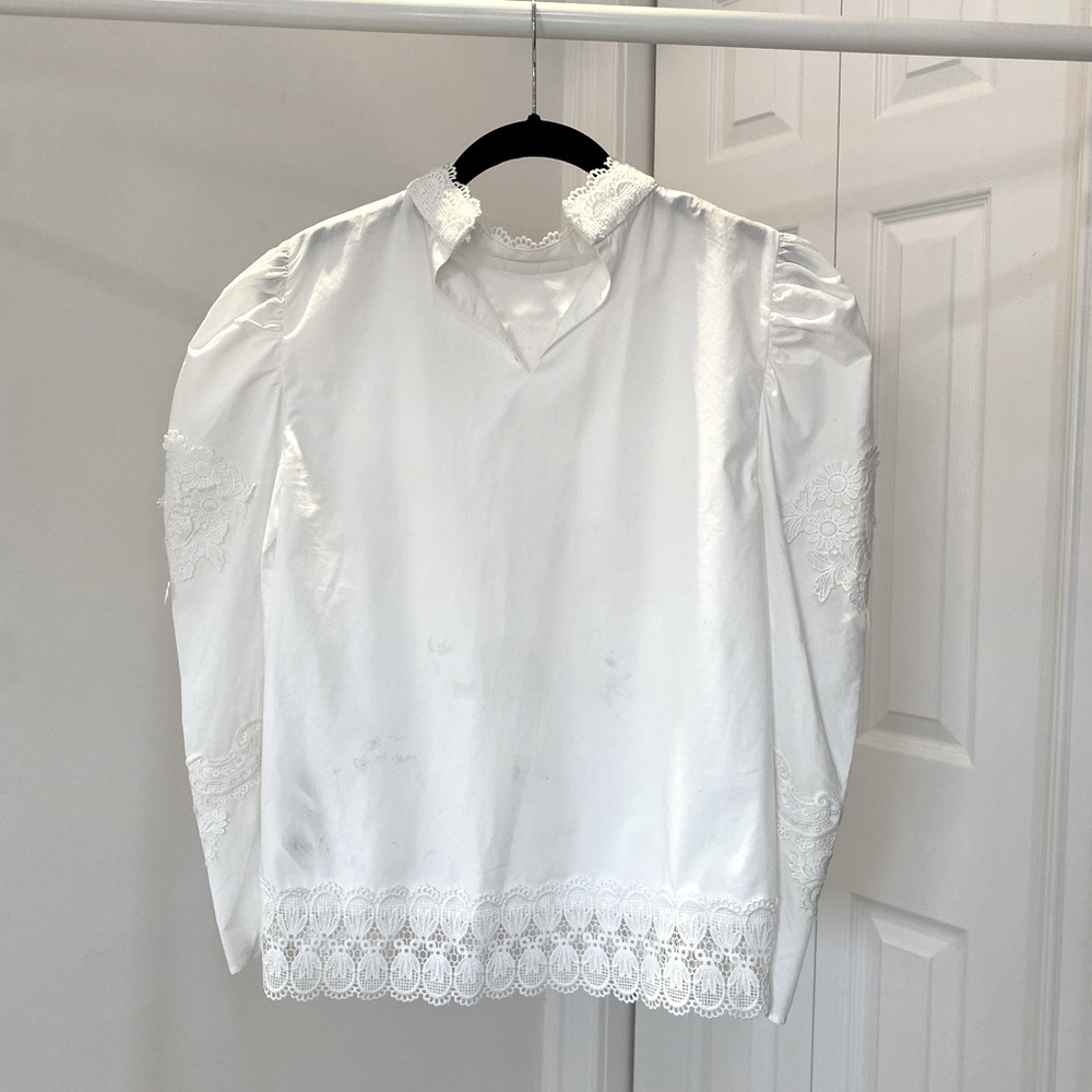 Zara White Blouse with Lace Detail